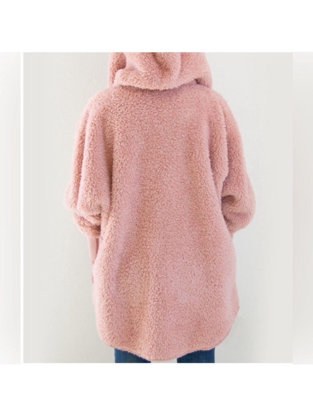 Nordic Beach Hooded Body Wrap Teddy Sherpa Cozy Fleece Jacket One Size Petite - Picture 3 of 6